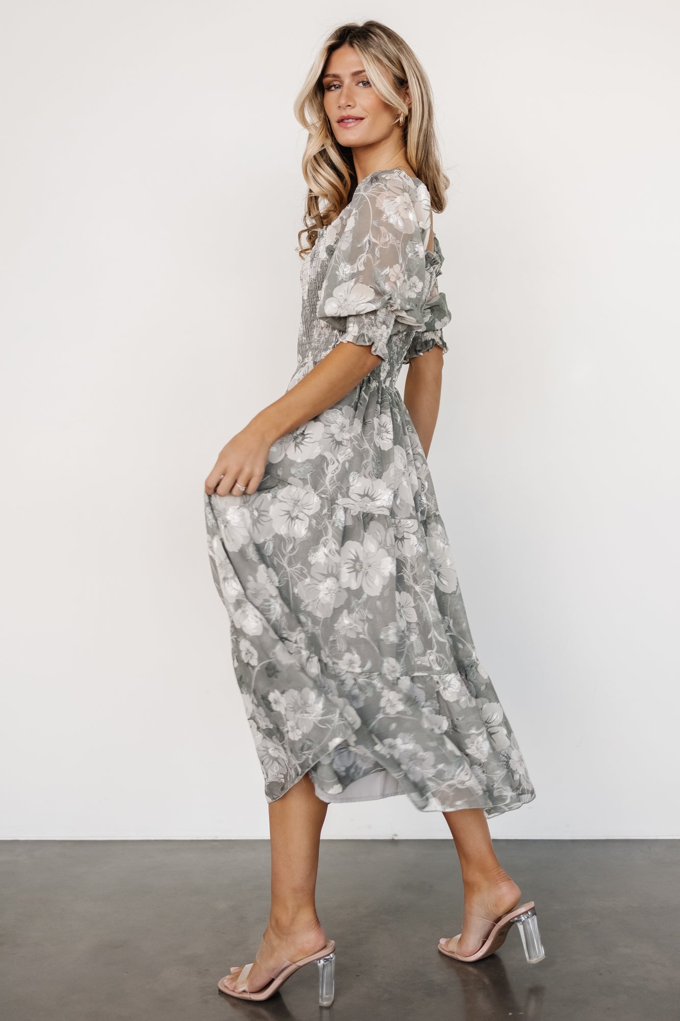 Fabian Jacquard Midi Dress | Dusty Sage Choice Cheap Pice