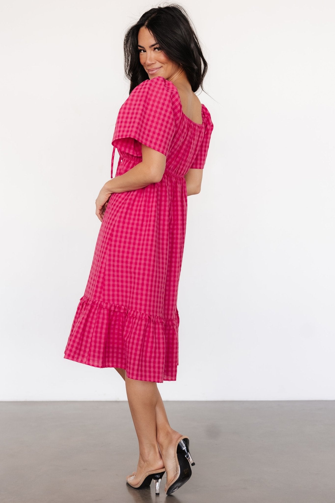 Erica Dress | Pink Gingham Print Get Authentic Sale Online