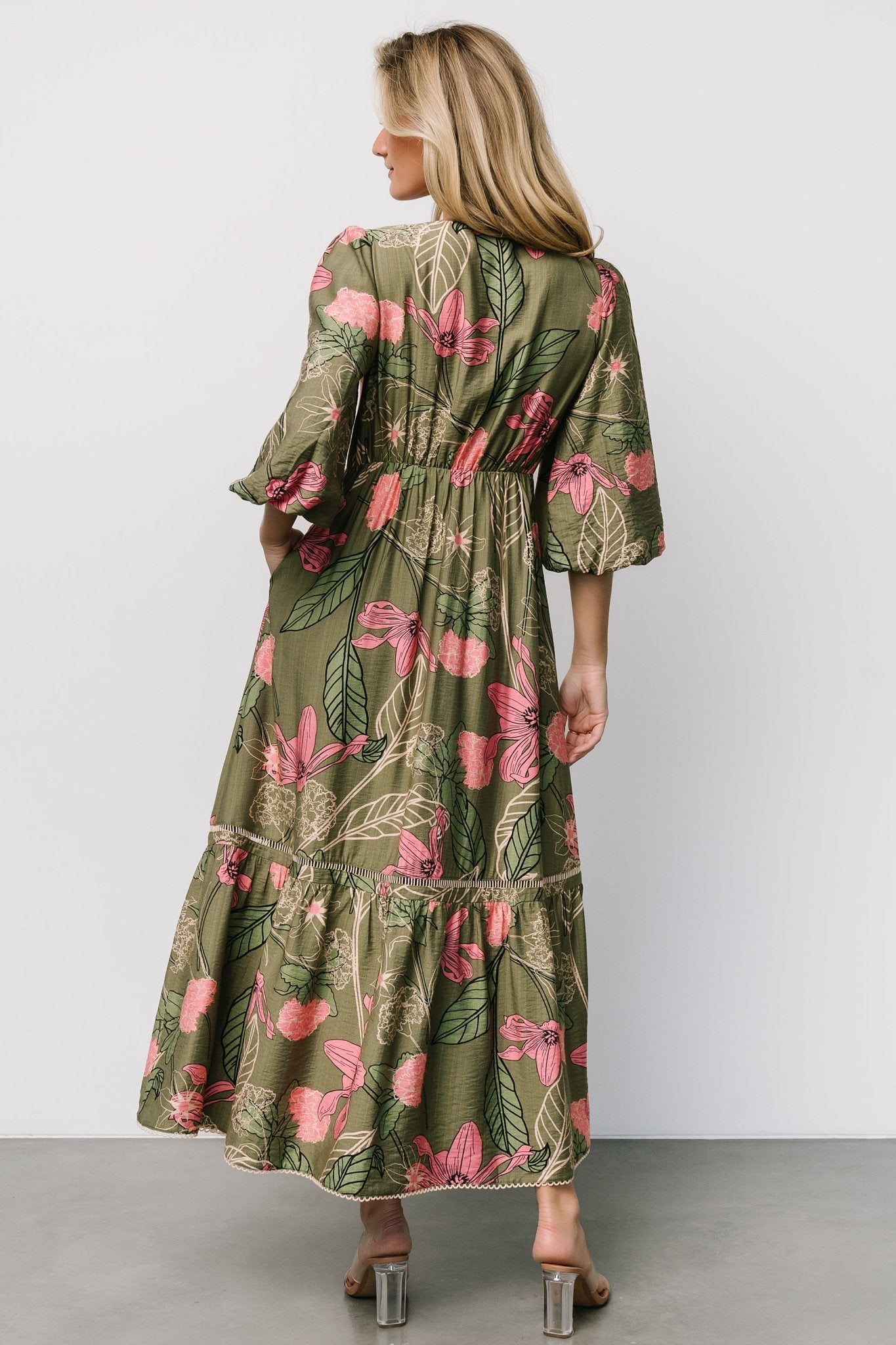 Lonna Dress | Olive + Fuschia Floral Outlet Geniue Stockist