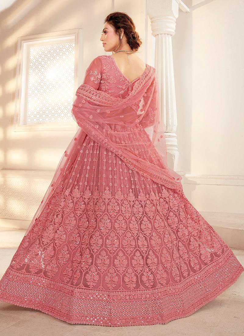 Light Pink Silk Satin Work Wedding Wear Lehenga Choli Cheap Fashionable