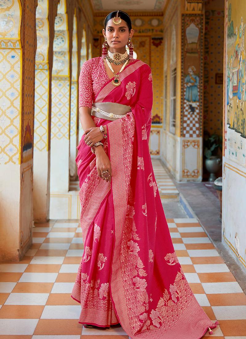 Pink Color Silk Weave Classic Saree Free Shipping Browse