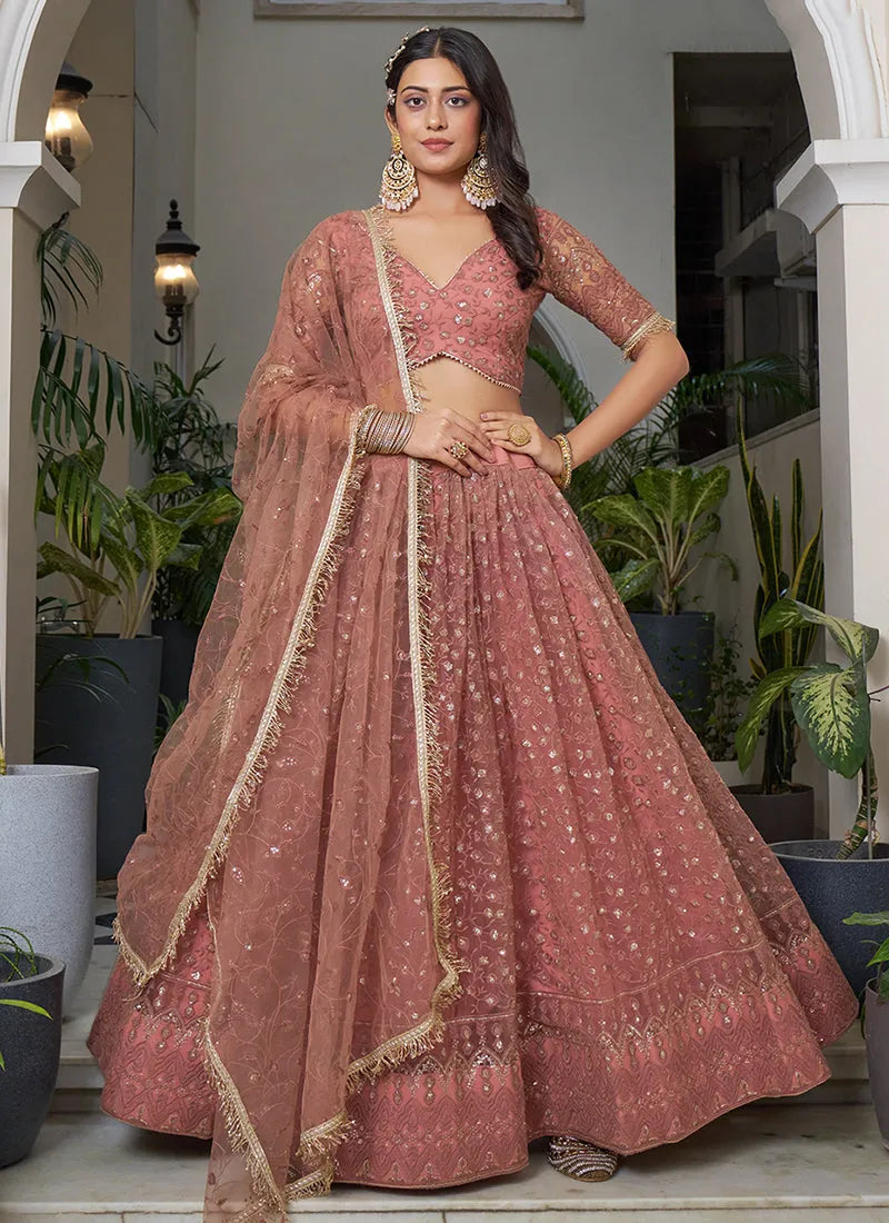 Ravishing Rust  Embroidered Engagement Lehenga Choli Store Cheap Online