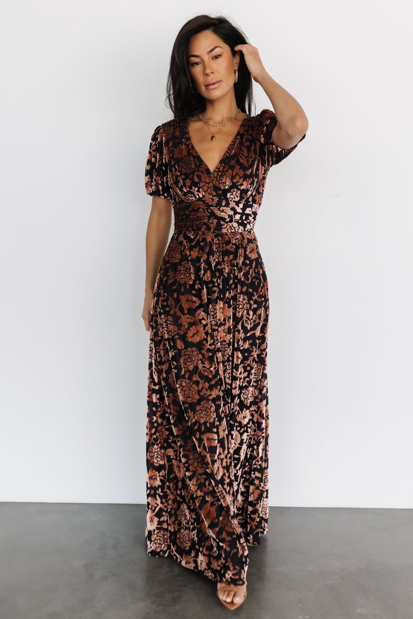 Leslie Velvet Maxi Dress | Black + Bronze Cheap With Mastercard