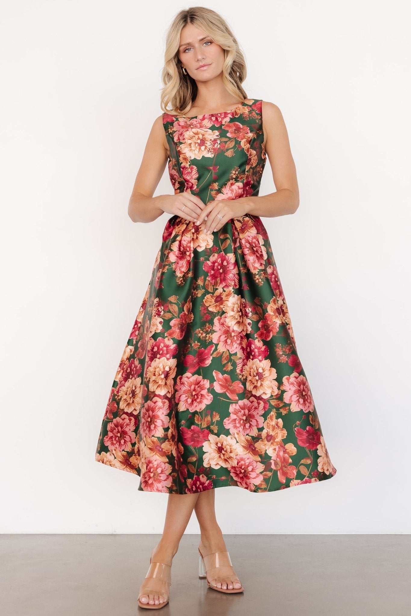 Wendy Sleeveless Dress | Emerald Multi Floral Latest