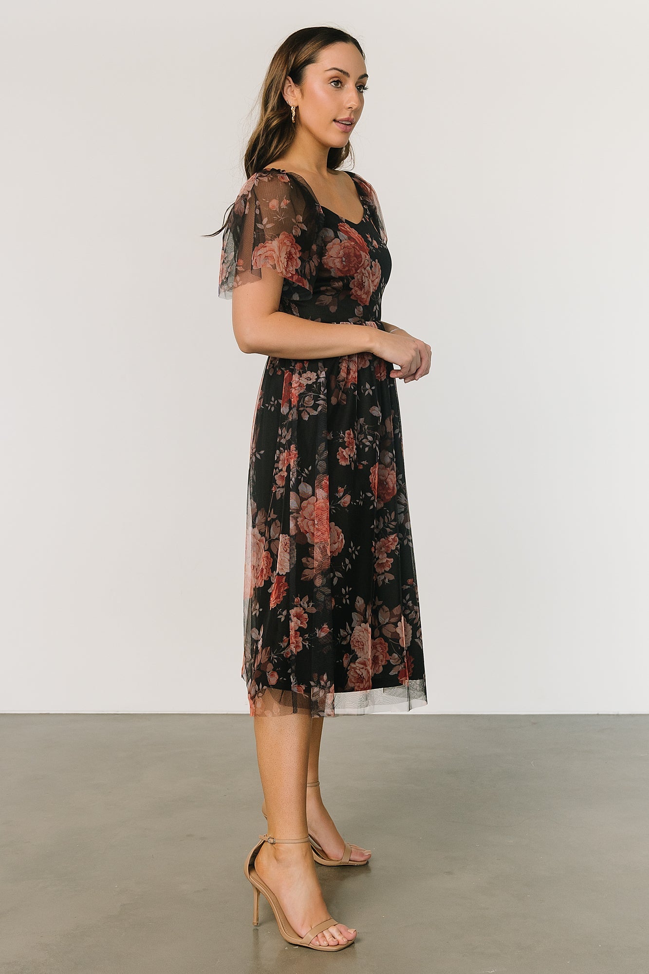 Gwyneth Tulle Midi Dress | Black Multi Clearance For Cheap