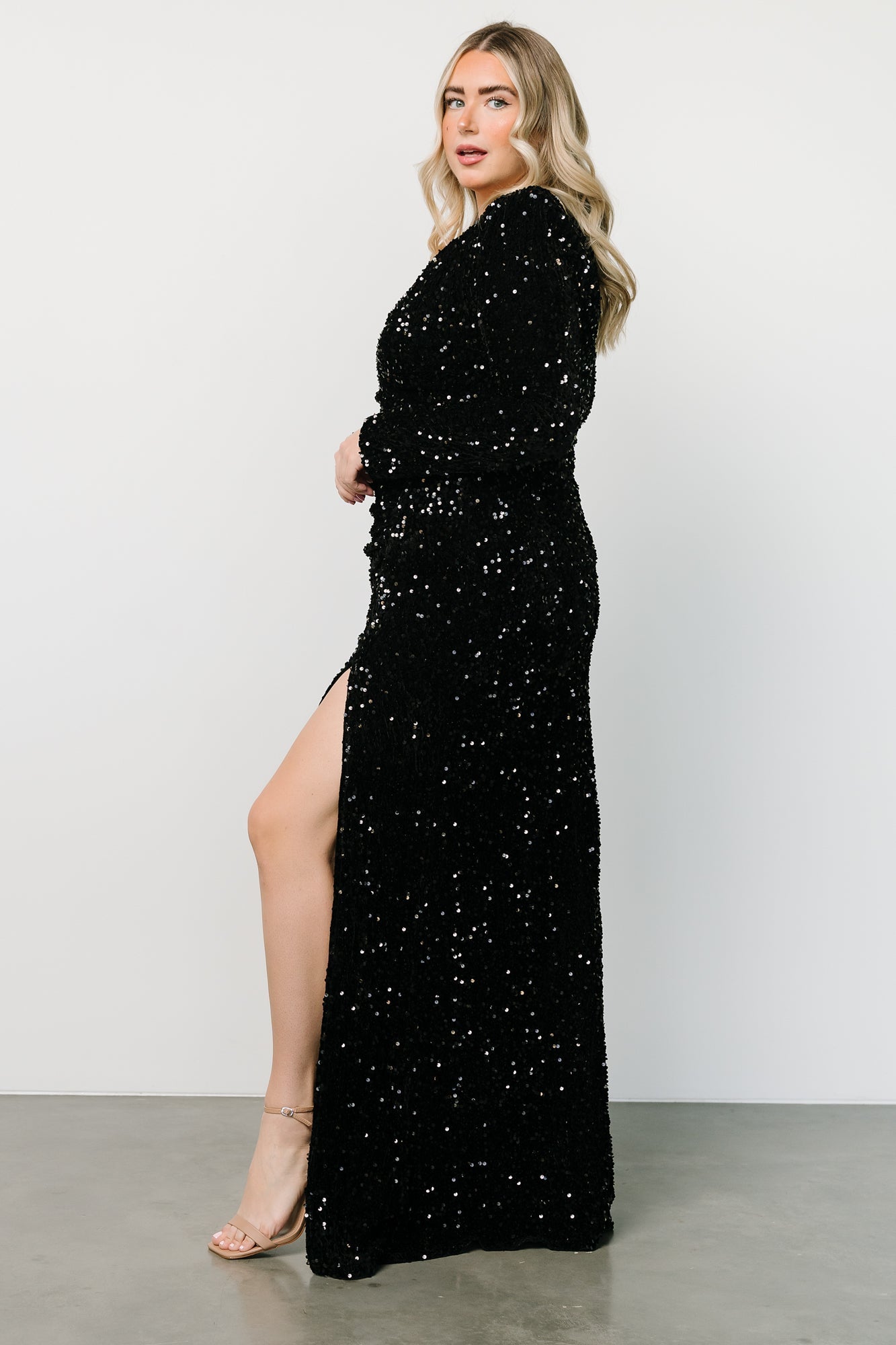 Madonna Sequin Maxi Dress | Black Discount Pices