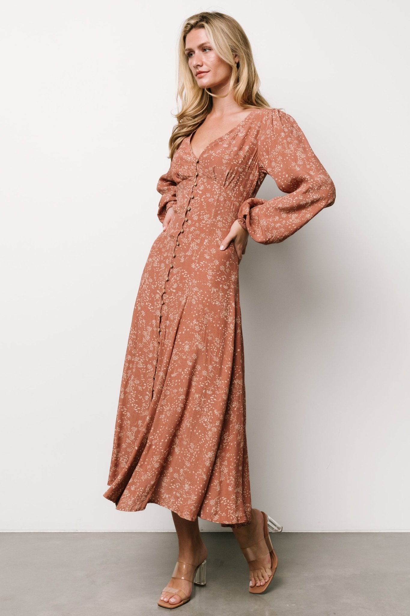 Claudine Maxi Dress | Dusty Clay Print Cheap Online Online