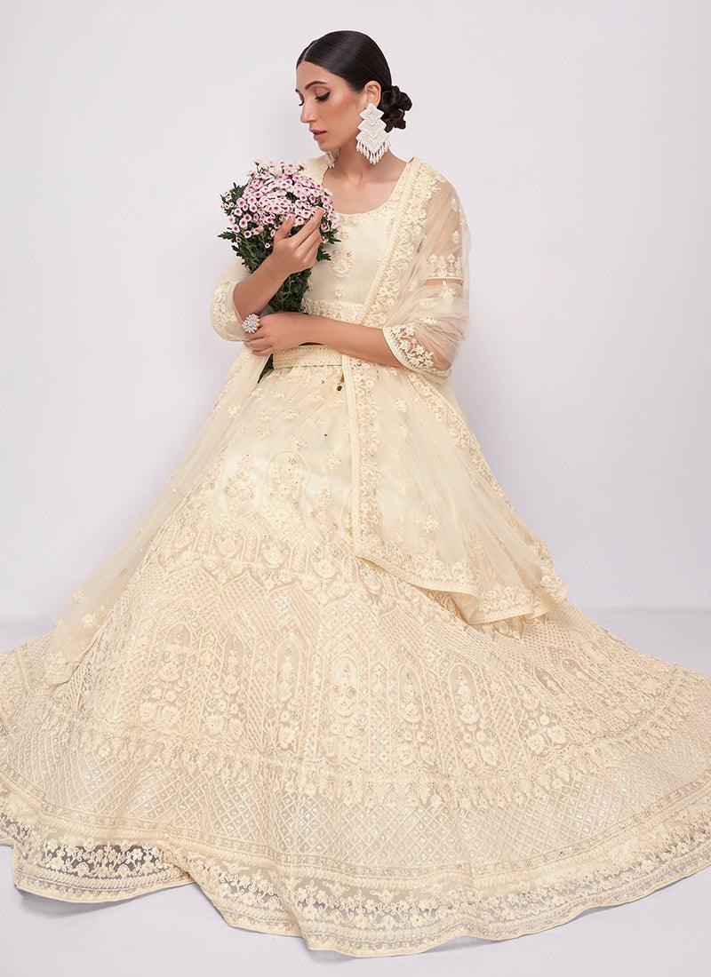 Off-White Soft Net Wedding Lehenga Clearance Find Great