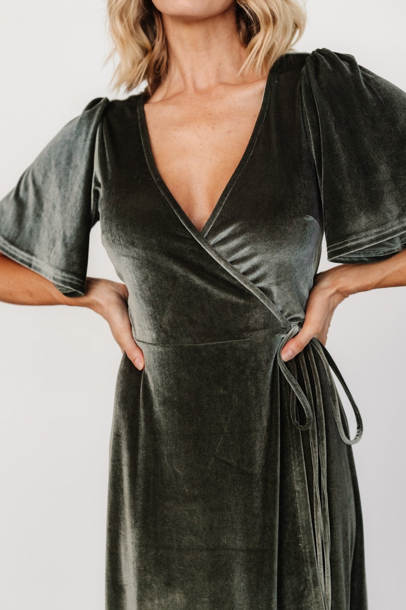 Katelyn Velvet Maxi Wrap Dress | Eucalyptus Browse For Sale