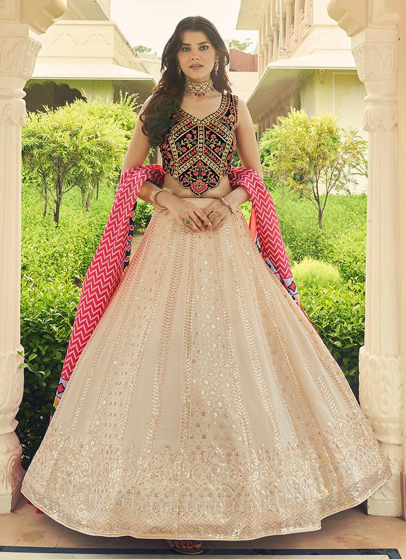 Designer Beige Ghaghra Choli Online Online Outlet Sale