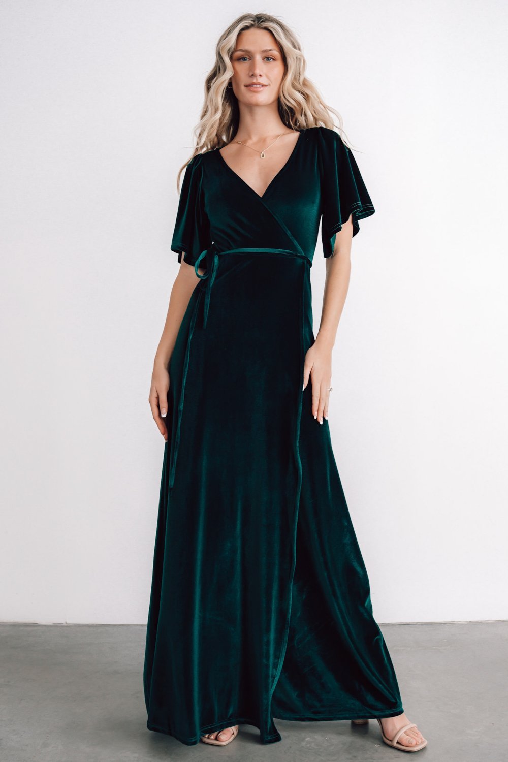 Meghan Velvet Wrap Maxi Dress | Emerald Store Cheap Online