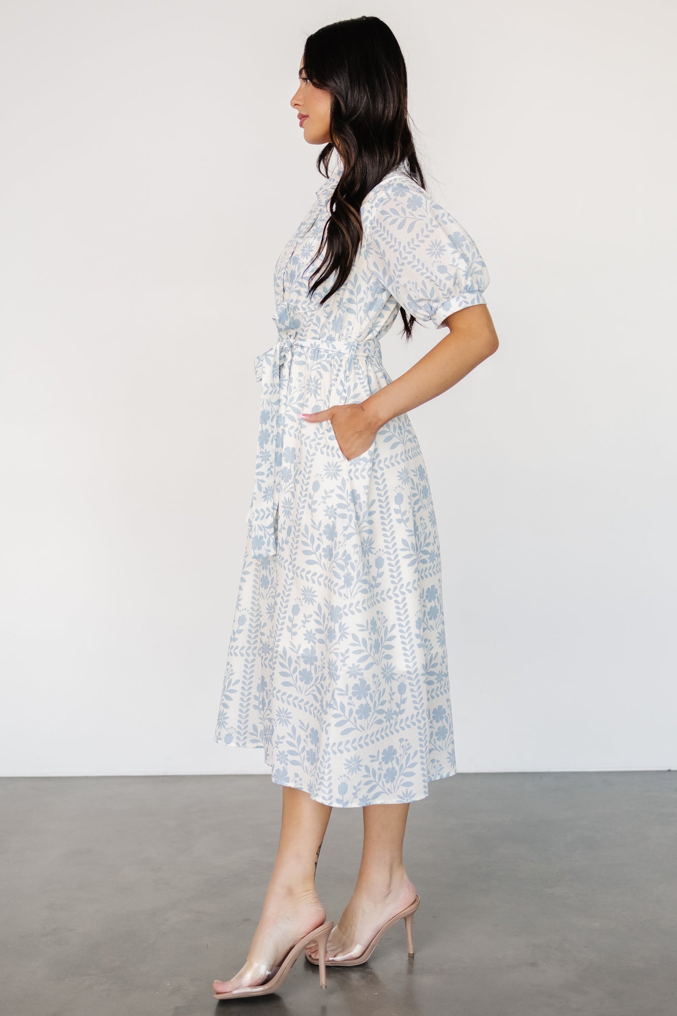 Jamila Midi Dress | Light Blue Floral Clearance Store Sale Online