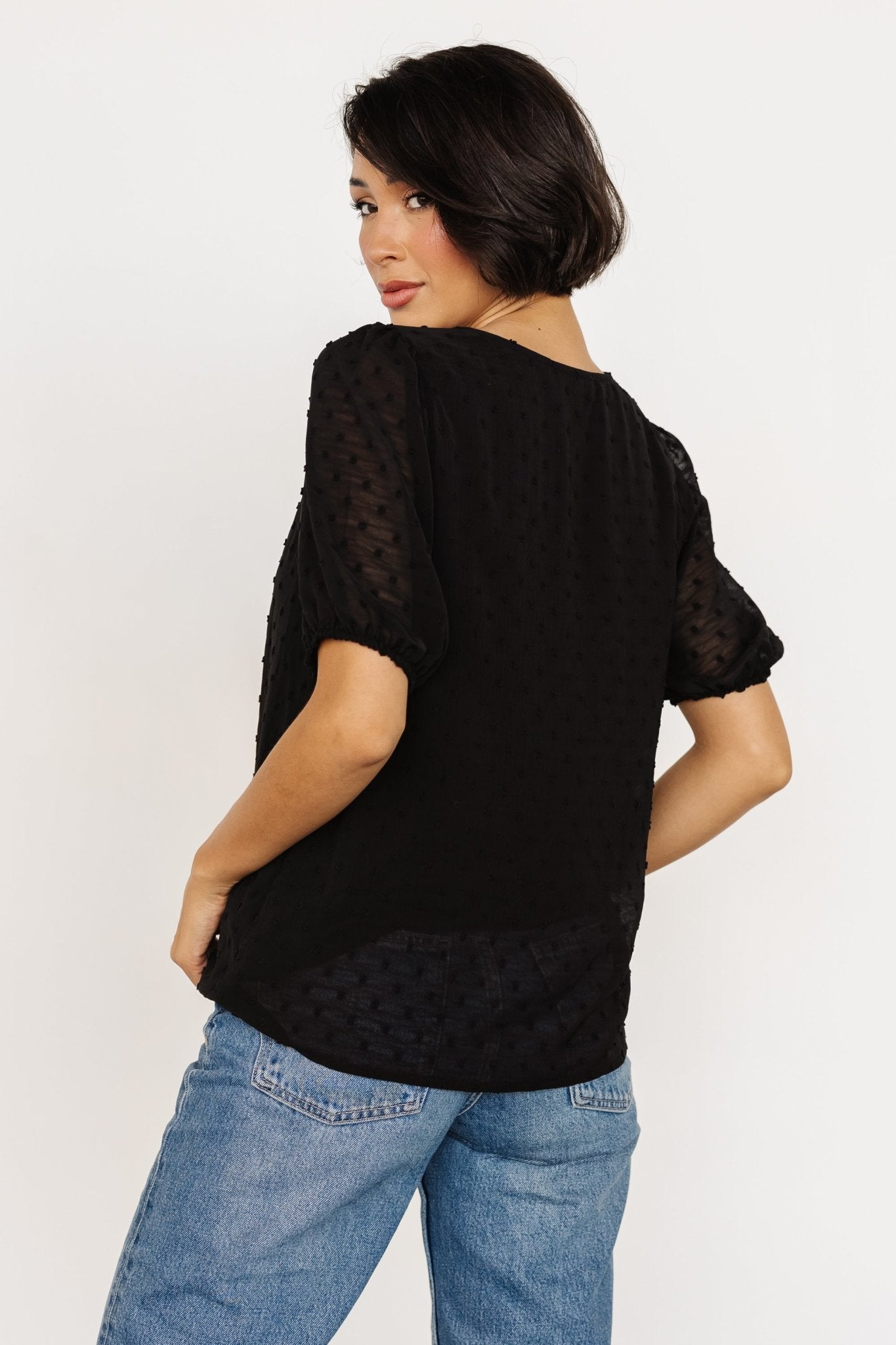 Tawnie Swiss Dot Top | Black Looking For For Sale