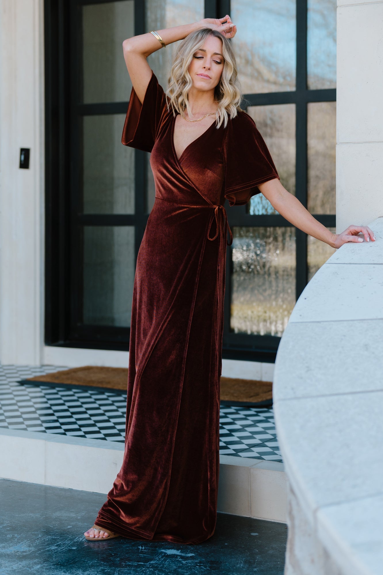 Meghan Velvet Wrap Maxi Dress | Bronze Low Pice Sale Online