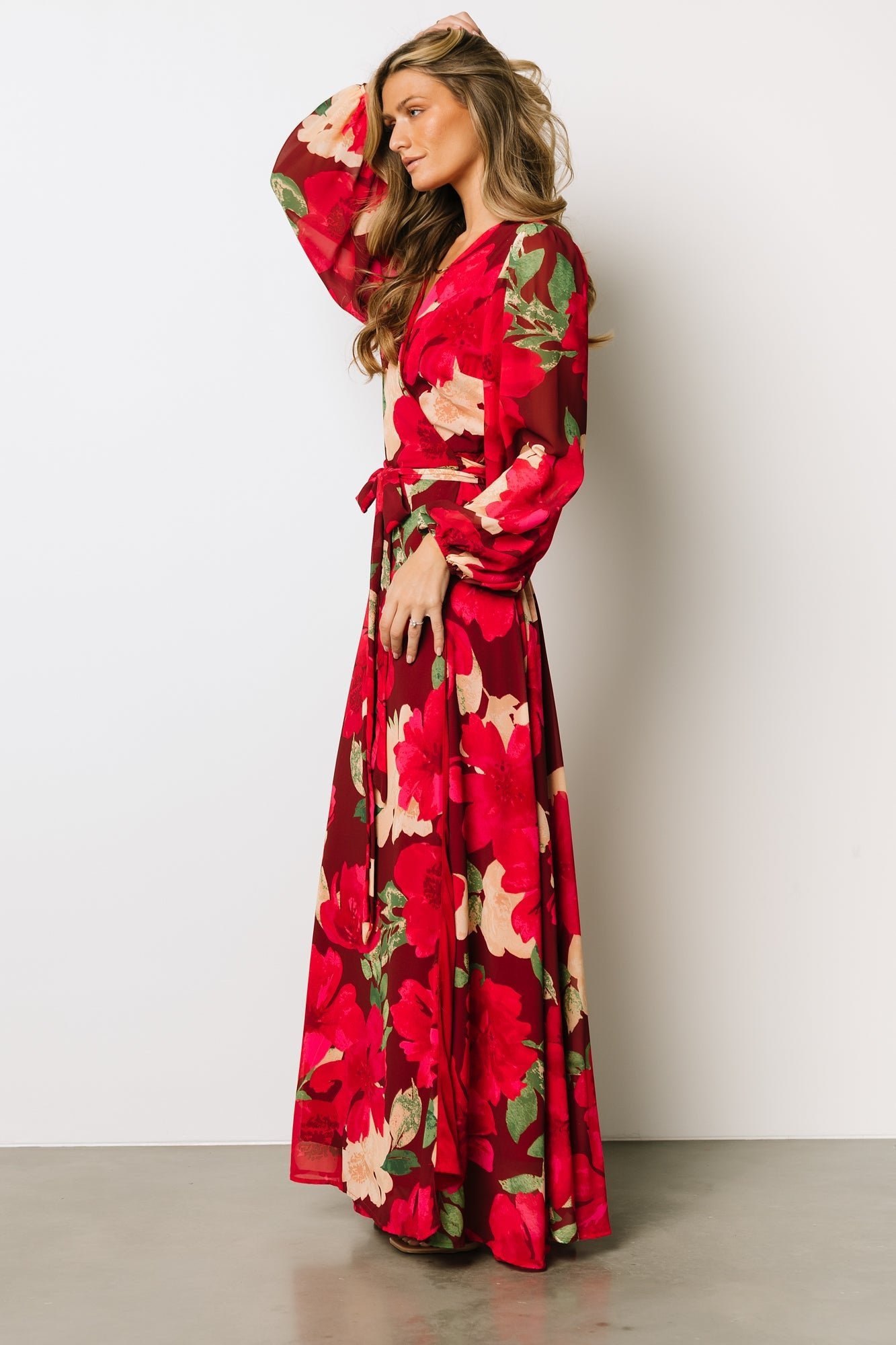 Katinka Wrap Maxi Dress | Burgundy Multi Floral Sale New