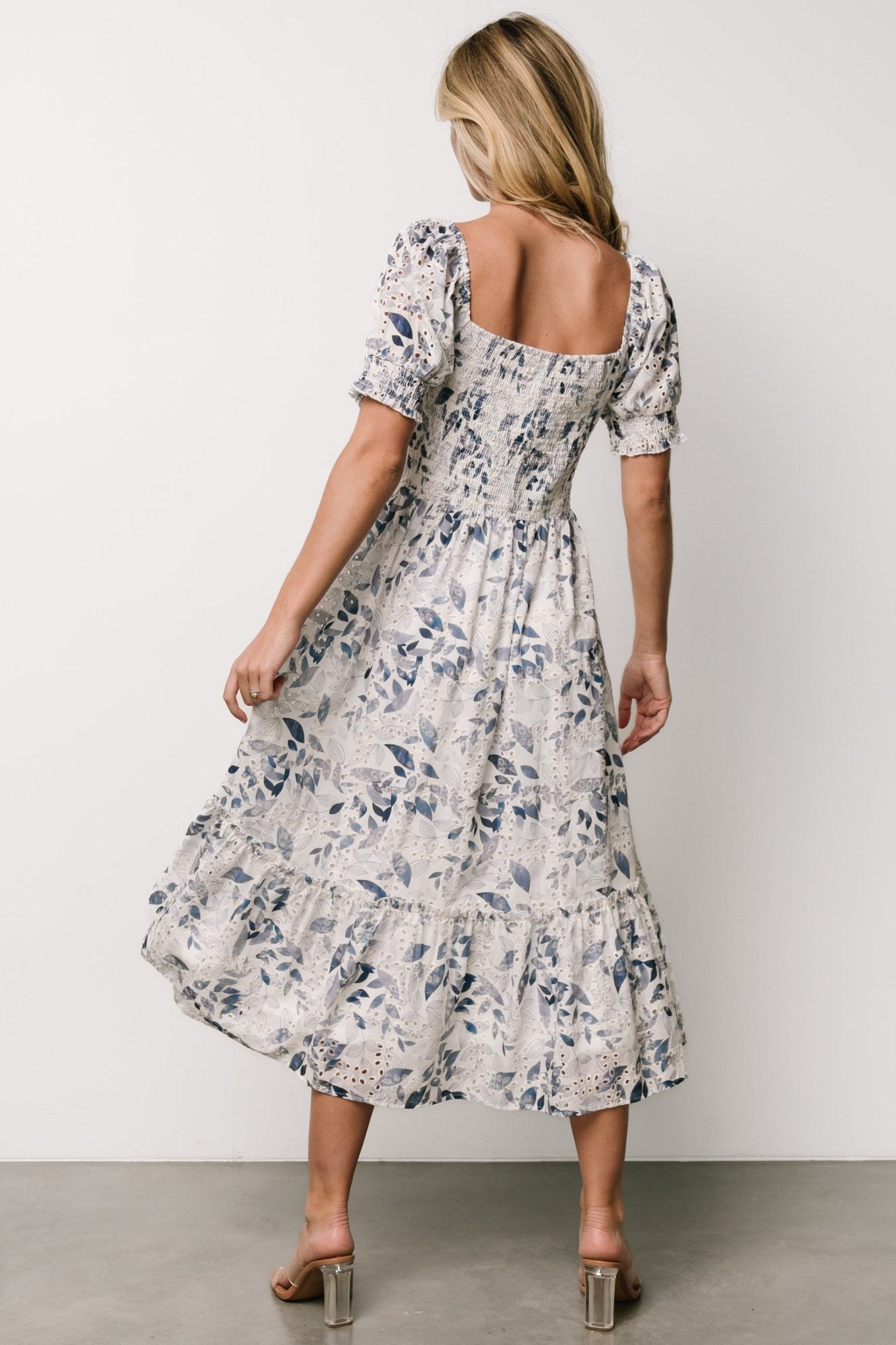 Piper Eyelet Midi Dress | Off White + Blue Floral Buy Cheap Eastbay