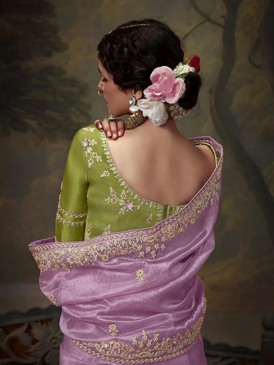 Elegant Lavender Embroidered Fancy Saree Sale Ebay