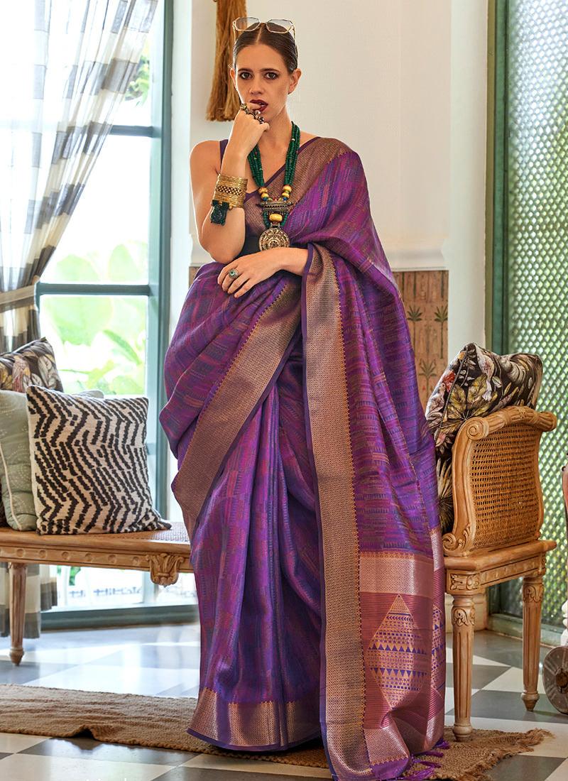 Purple Color Two Tone Organza Saree Outlet Cheap Pice