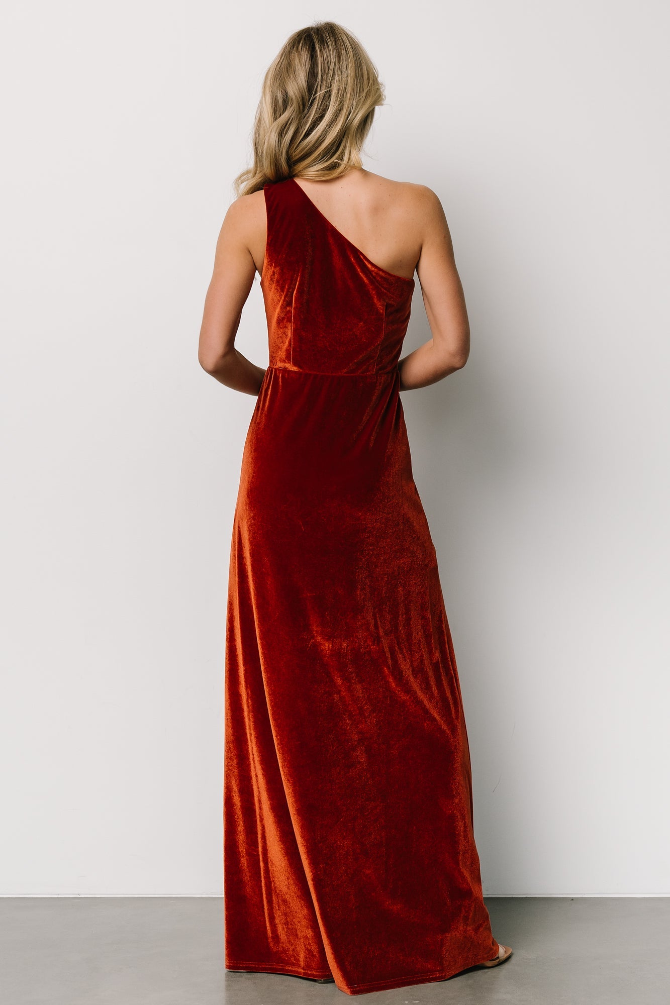 Tatiana Velvet One Shoulder Maxi Dress | Rust Free Shipping Shop