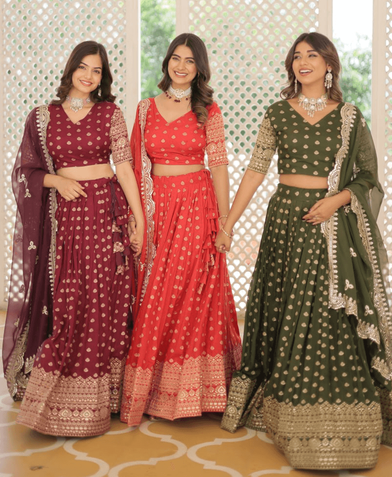 Pure Dyable Viscous Jacquard Double Zari Worked Lehenga Choli Clearance Genuine