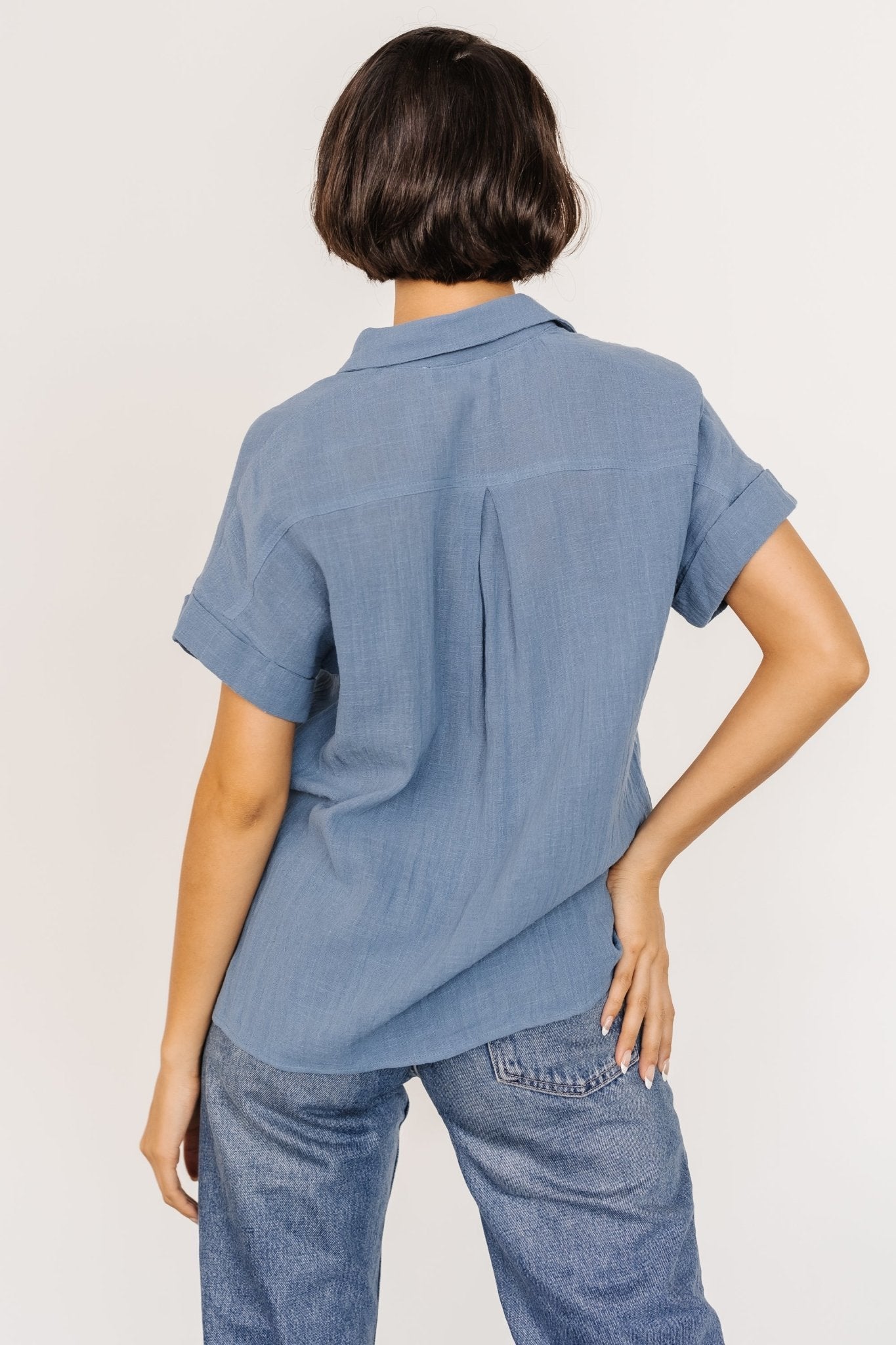 Hammond Short Sleeve Top | Slate Blue Cheap Factory Outlet