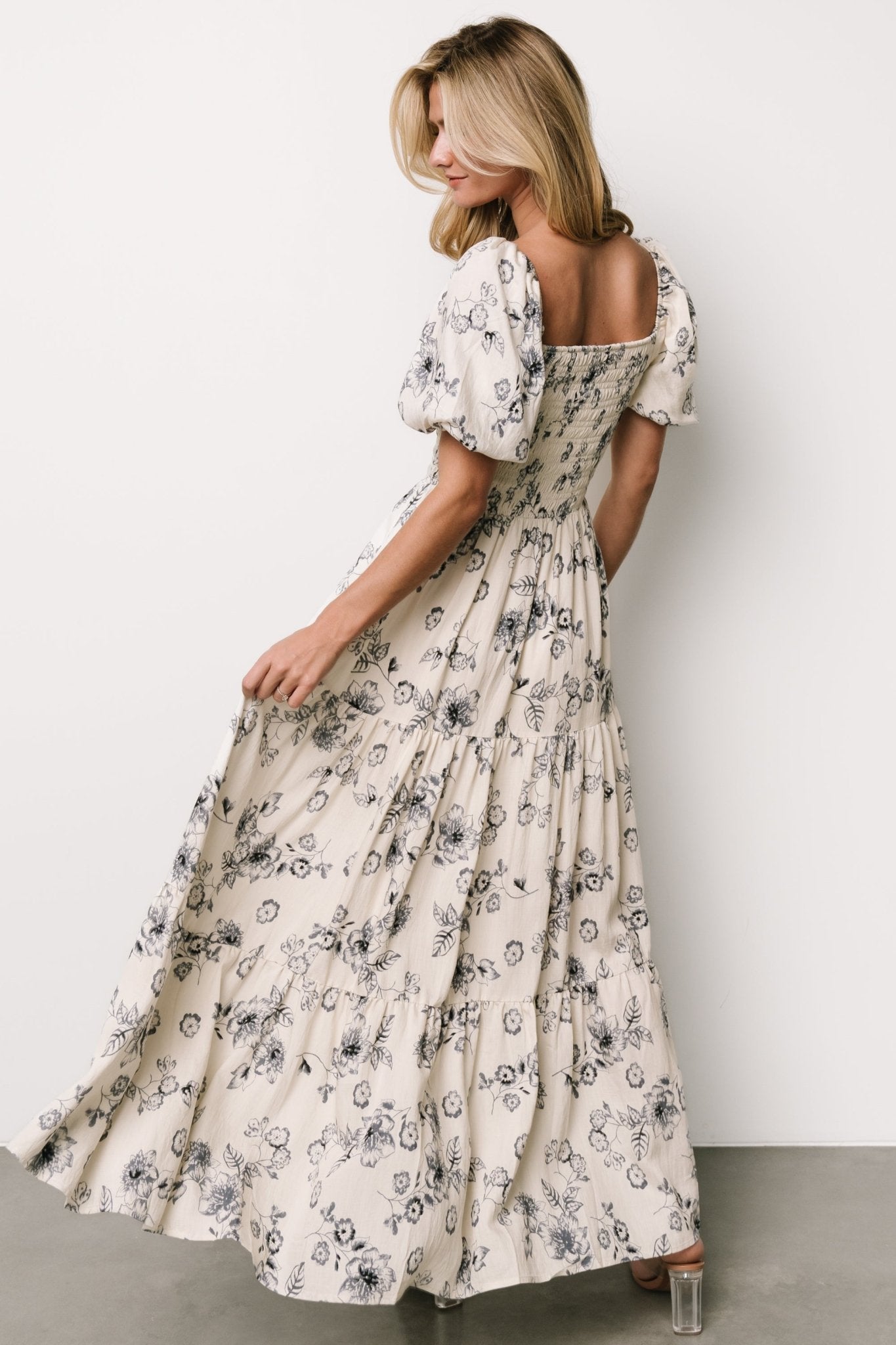 Susanna Smocked Maxi Dress | Ivory + Blue Floral Get To Buy Cheap Online