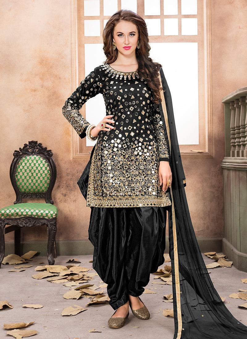 Black Color Mirror Work Punjabi Salwar Suit Footlocker Finishline Cheap Pice