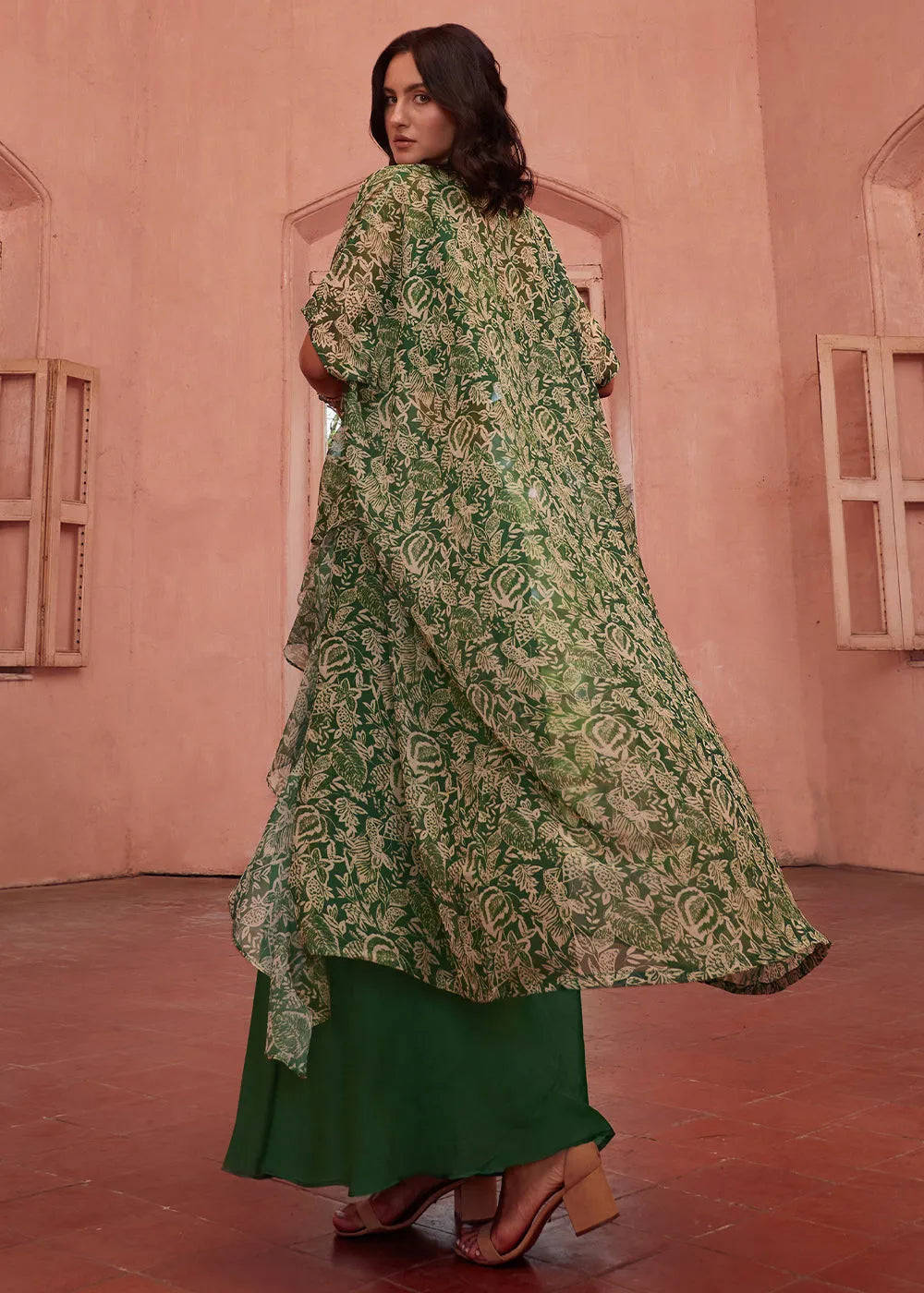 Forest Green Palazzo Suit with Embroidered Designer Top in Fancy Fabric Outlet Online