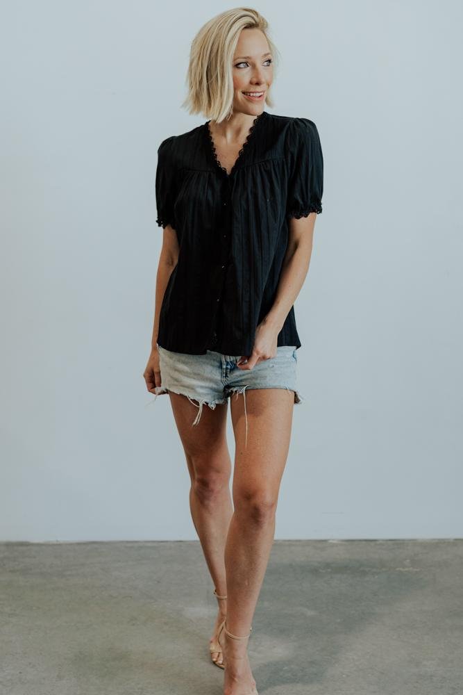 Sloane Button Top | Black Low Cost Cheap Online