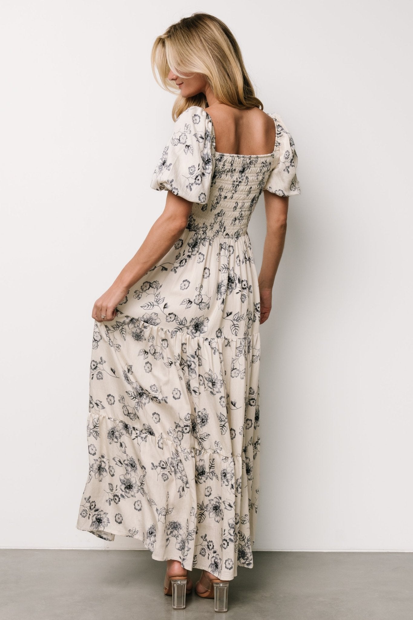 Susanna Smocked Maxi Dress | Ivory + Blue Floral Get To Buy Cheap Online