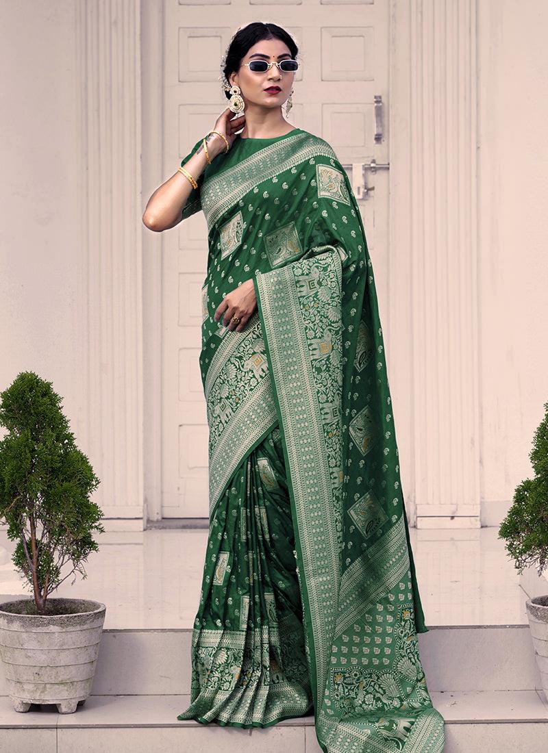 Green Color Classic Silk Saree Clearance Perfect