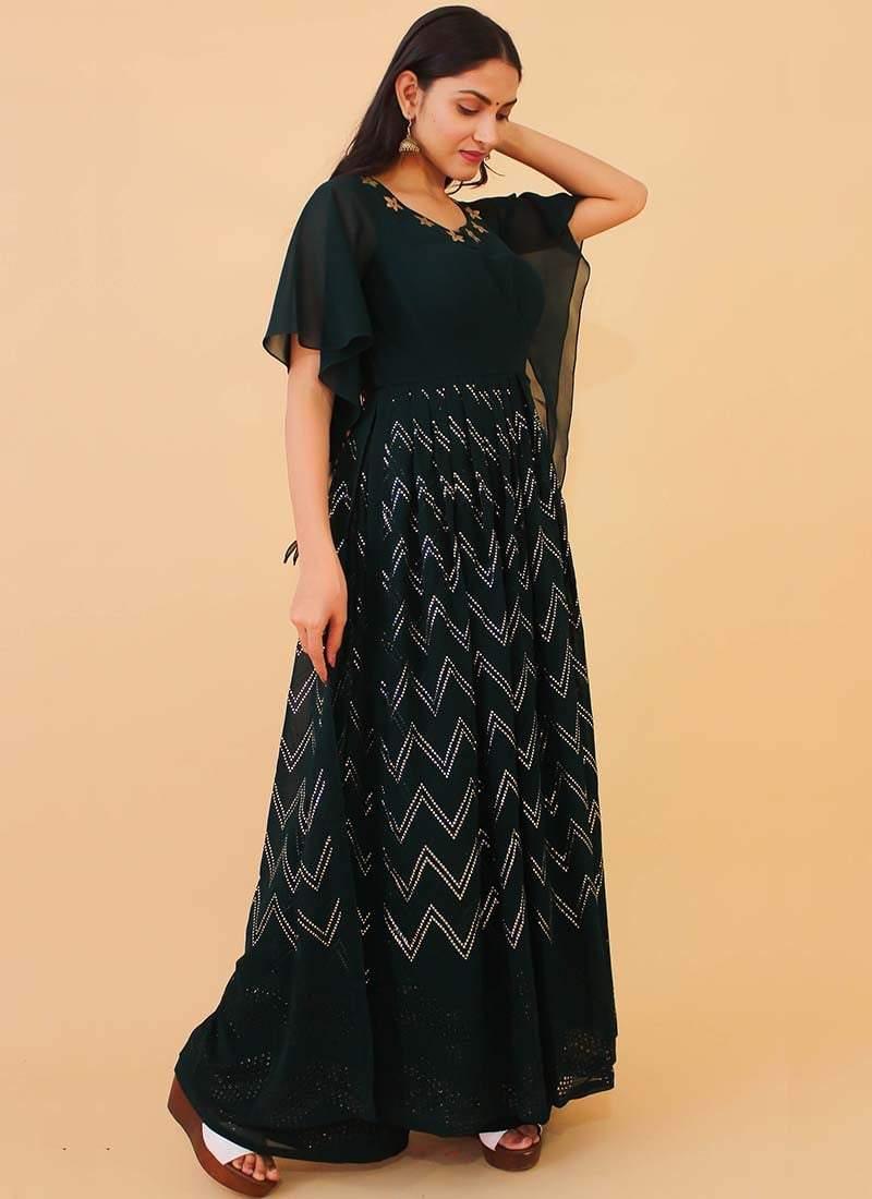 Fascinating Look Georgette Fabric Black Color Anarkali Salwar Suit Sast Cheap Pice