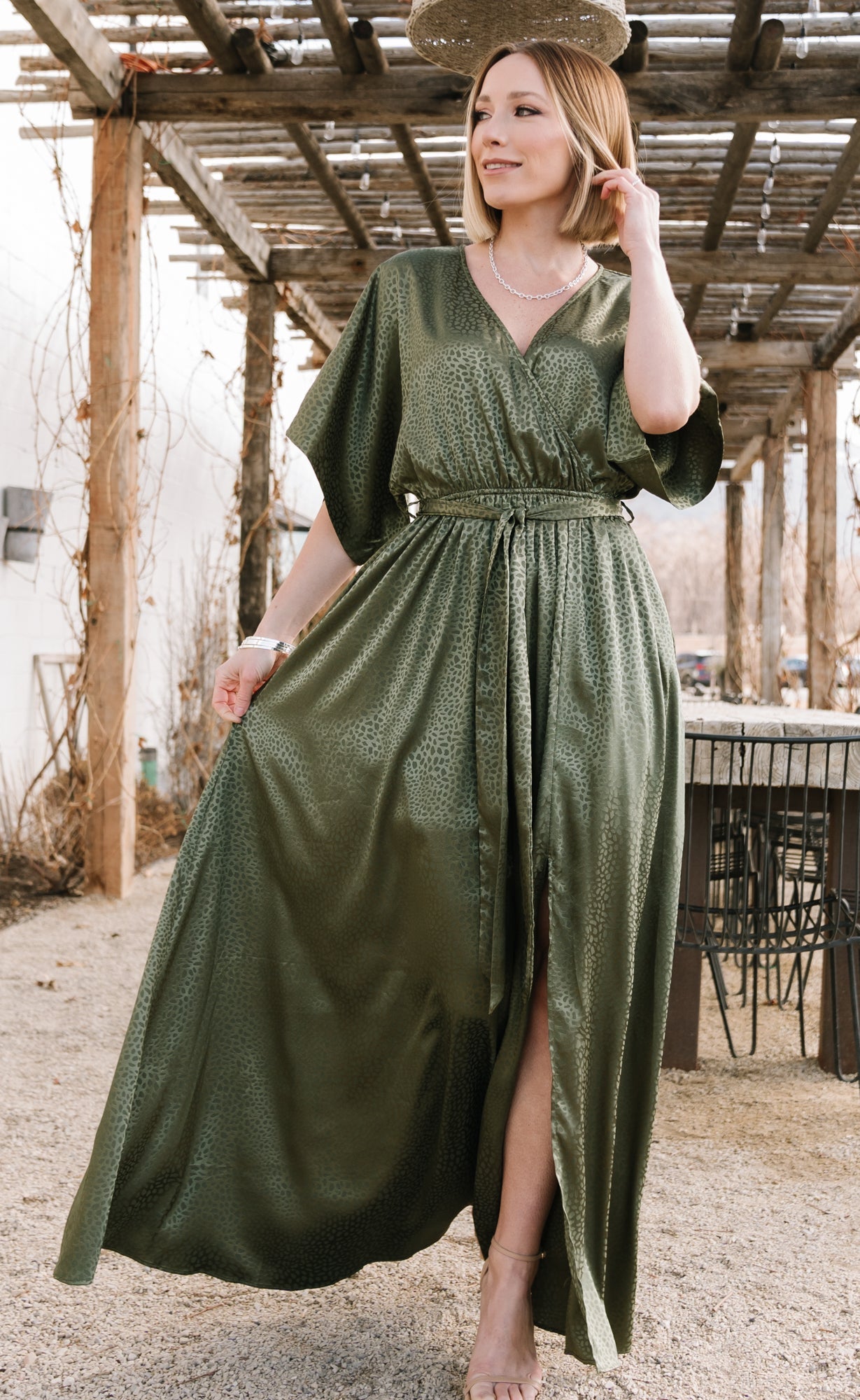 Savannah Print Kimono Maxi | Olive Visit