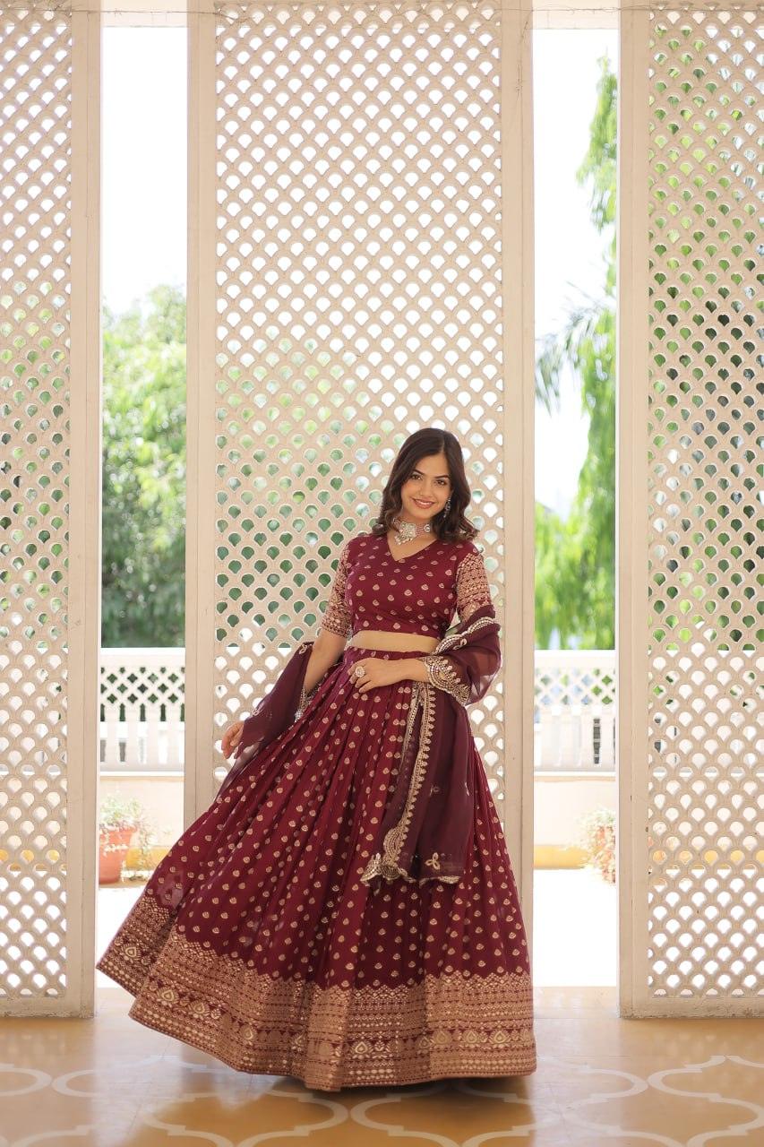 Pure Dyable Viscous Jacquard Double Zari Worked Lehenga Choli Clearance Genuine