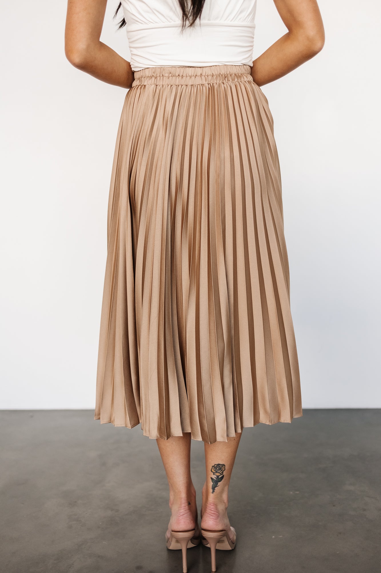 Demetria Pleated Midi Skirt | Light Bronze Cheap Pice Free Shipping