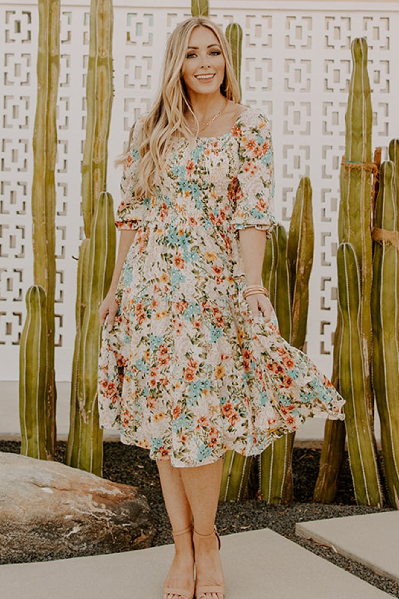 Marta Smocked Midi Dress | Summer Floral 100% Authentic