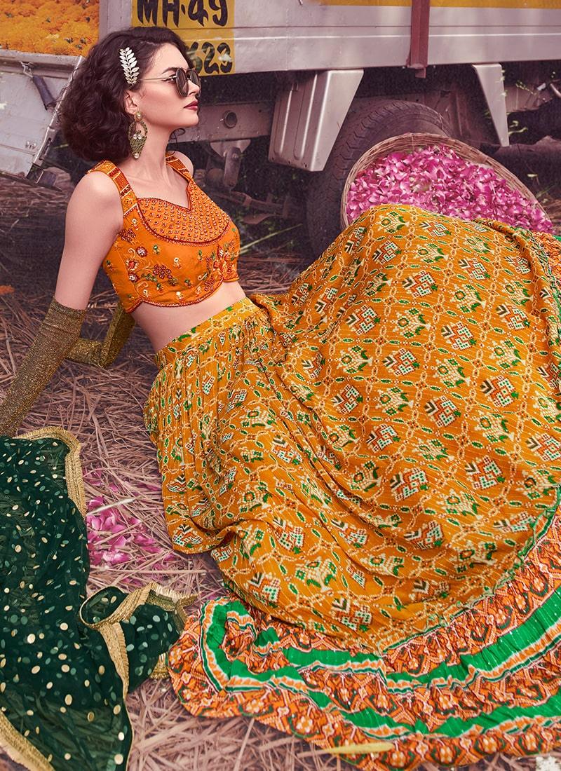 Hand Work Blouse With Mustard Crush Lehenga Pay With Visa Cheap Online