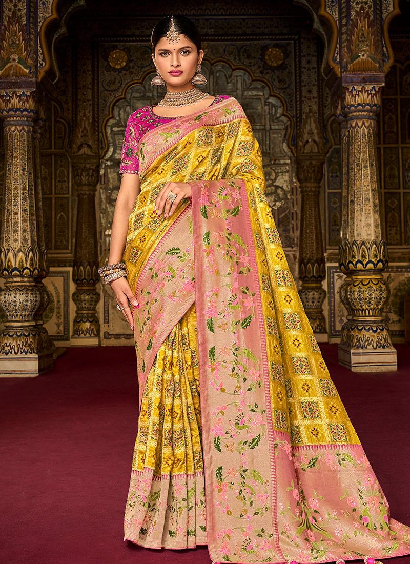 Heavy Silk Yellow Saree For Wedding How Much For Sale