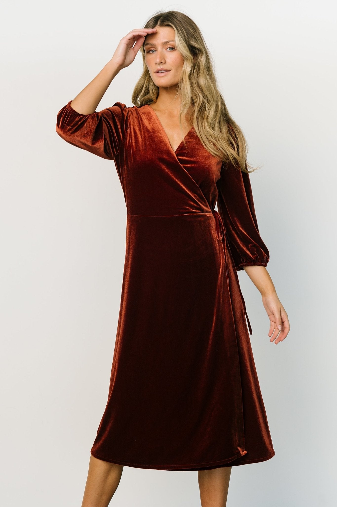 Beckinsale Velvet Wrap Dress | Cinnamon Discount Looking For