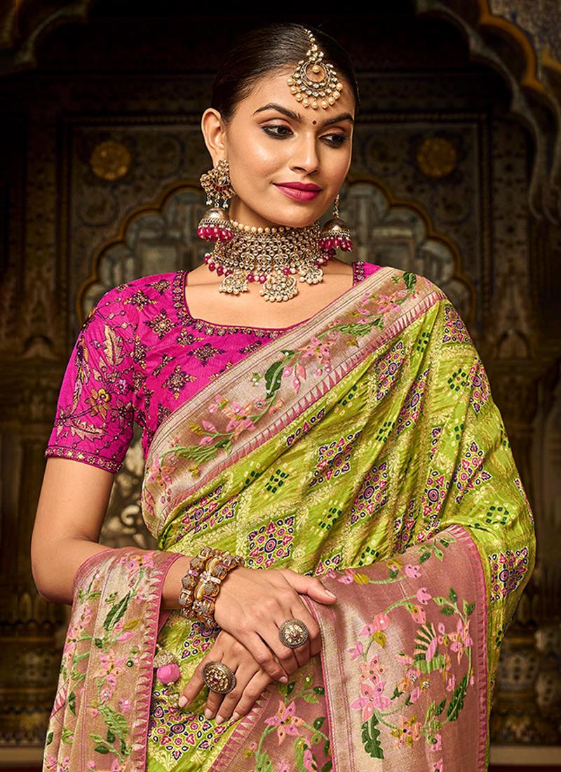 Heavy Silk Lime Green Saree For Wedding Cheap Shop