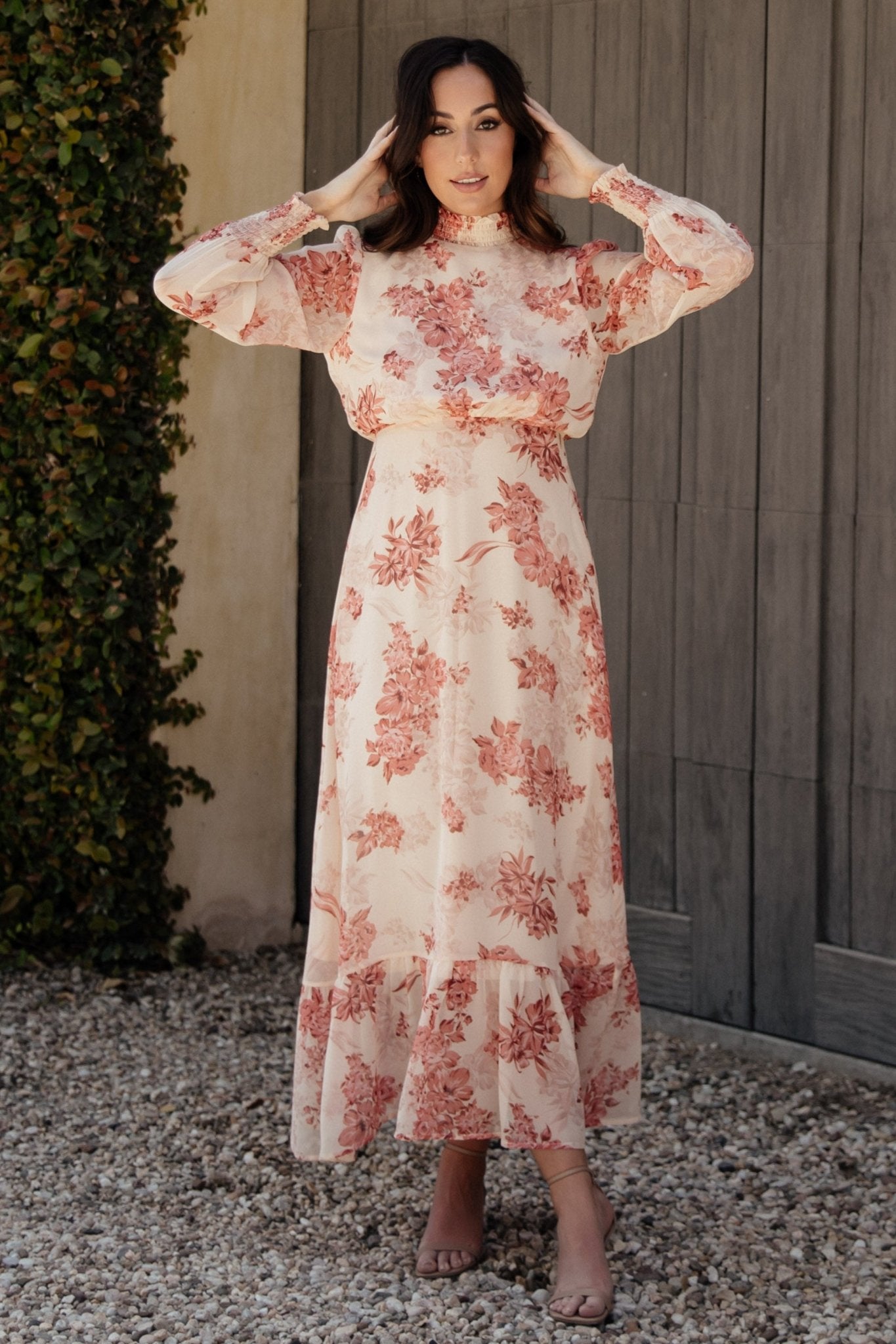 Luciana Maxi Dress | Beige + Rose For Cheap Sale Online