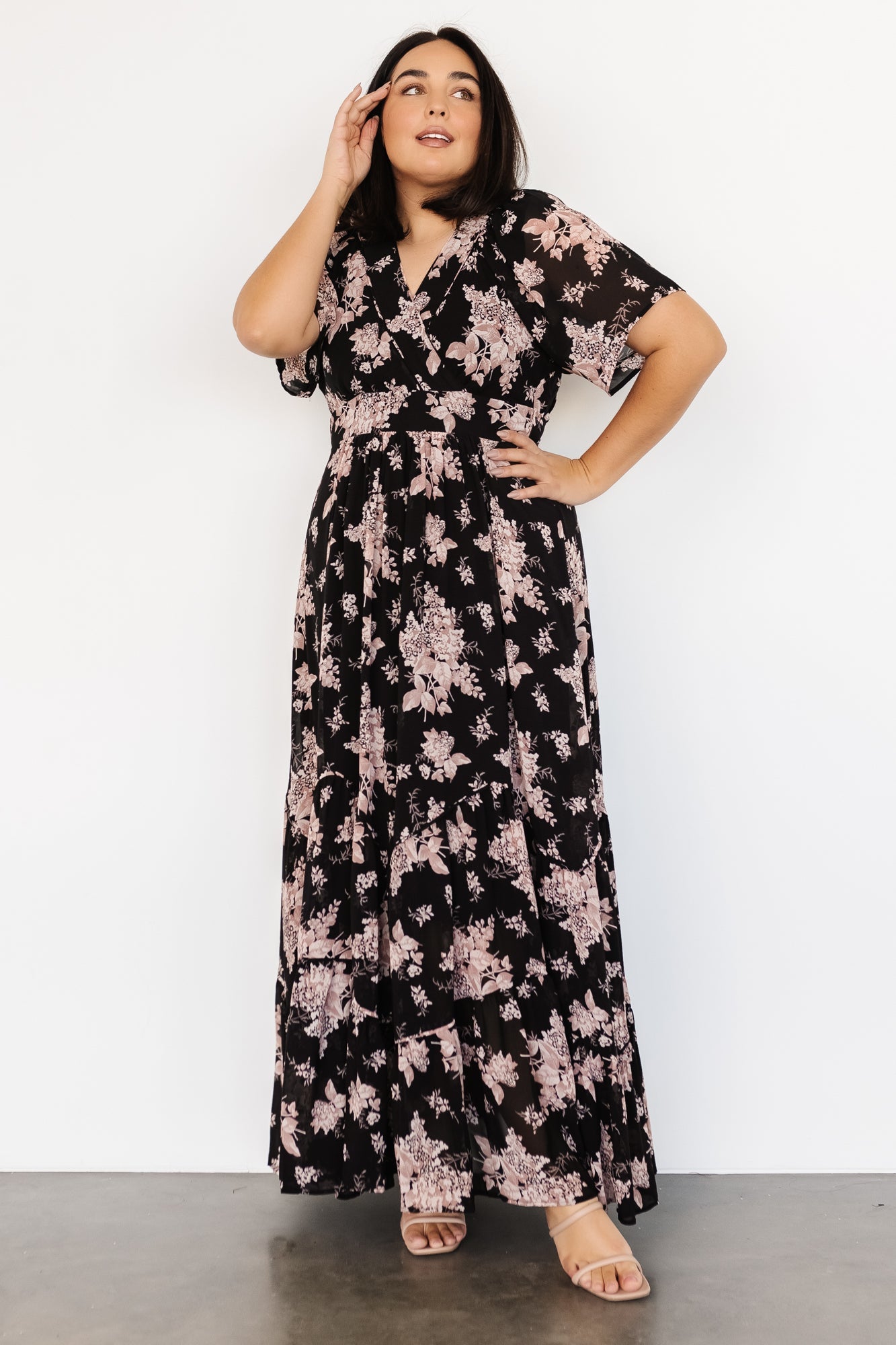 Katherine Maxi Dress | Black + Blush Floral Clearance Purchase