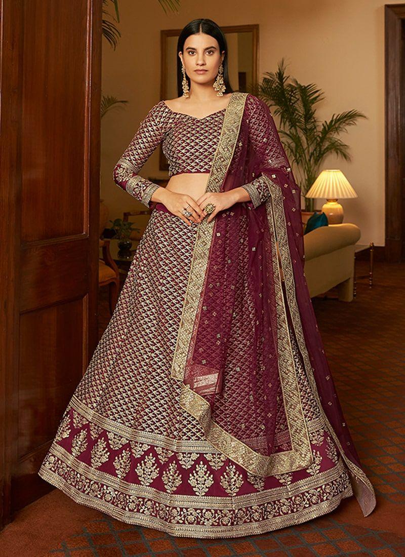 Adorable Look Maroon Color Dori And Sequins Base Wedding Wear Lehenga Choli Buy Cheap Low Shipping Fee