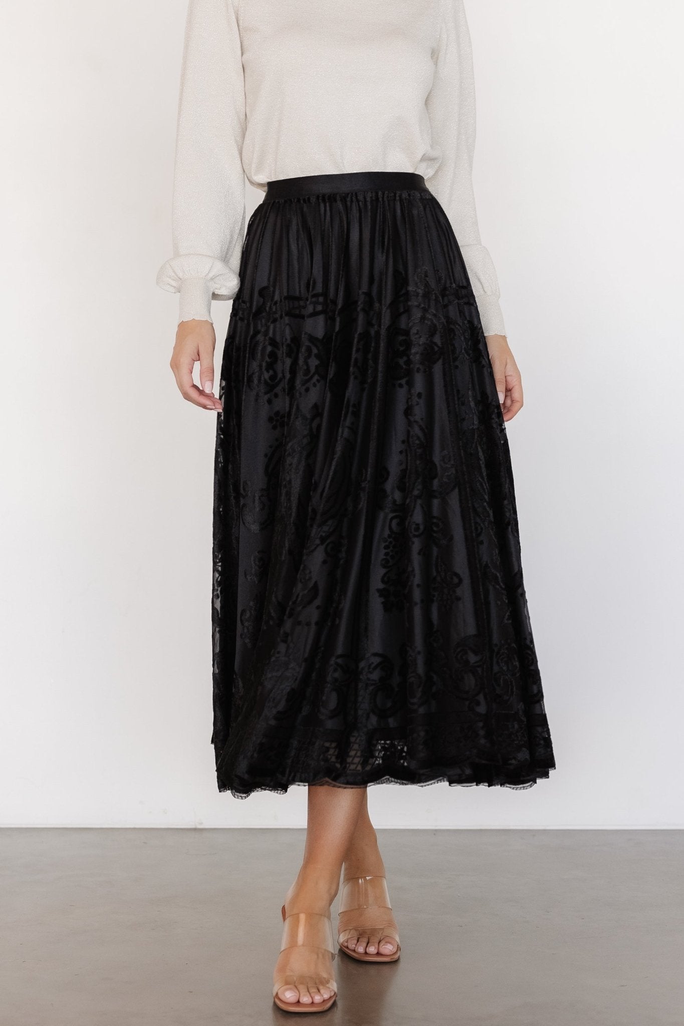 Palini Velvet Skirt | Black Clearance Amazon