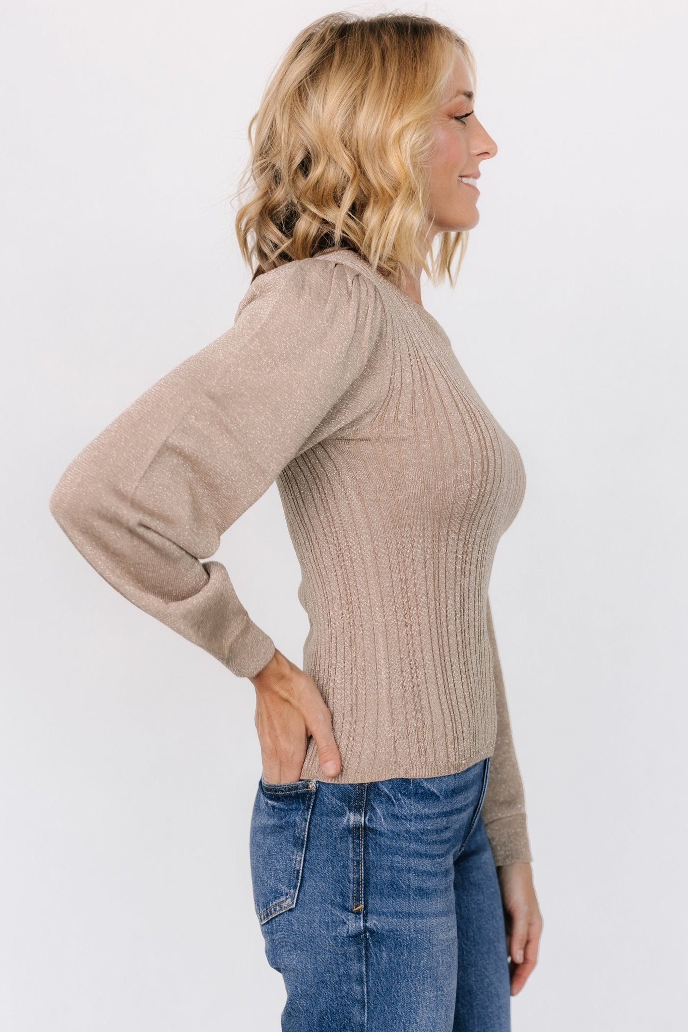 Padma Shimmer Sweater Top | Latte Best Wholesale Sale Online