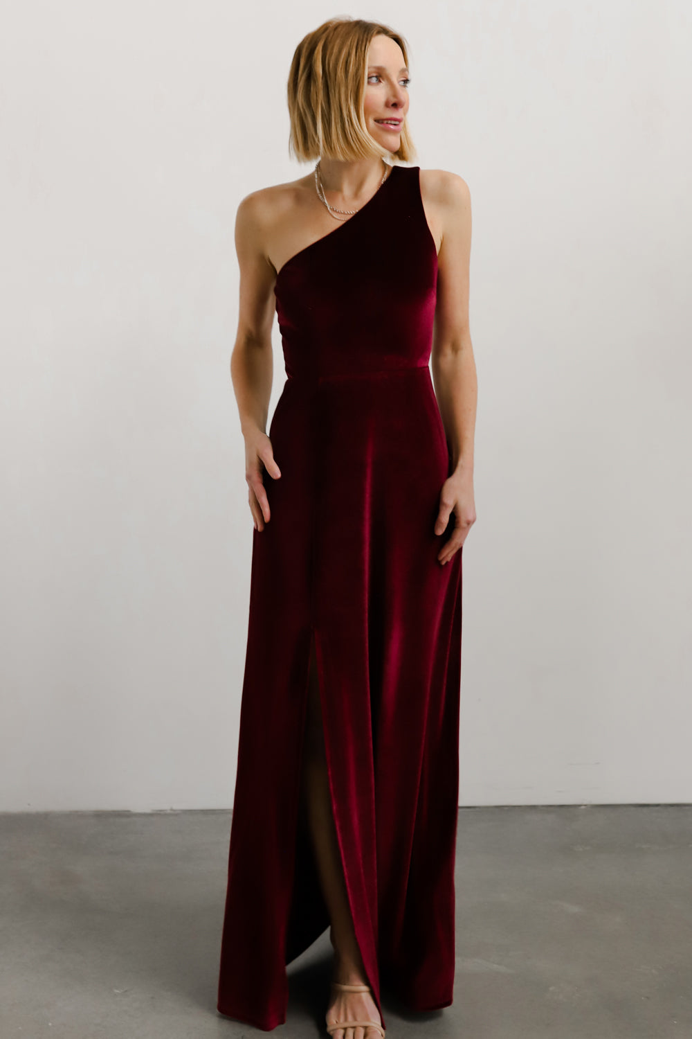 Tatiana Velvet One Shoulder Maxi Dress | Merlot Outlet Deals