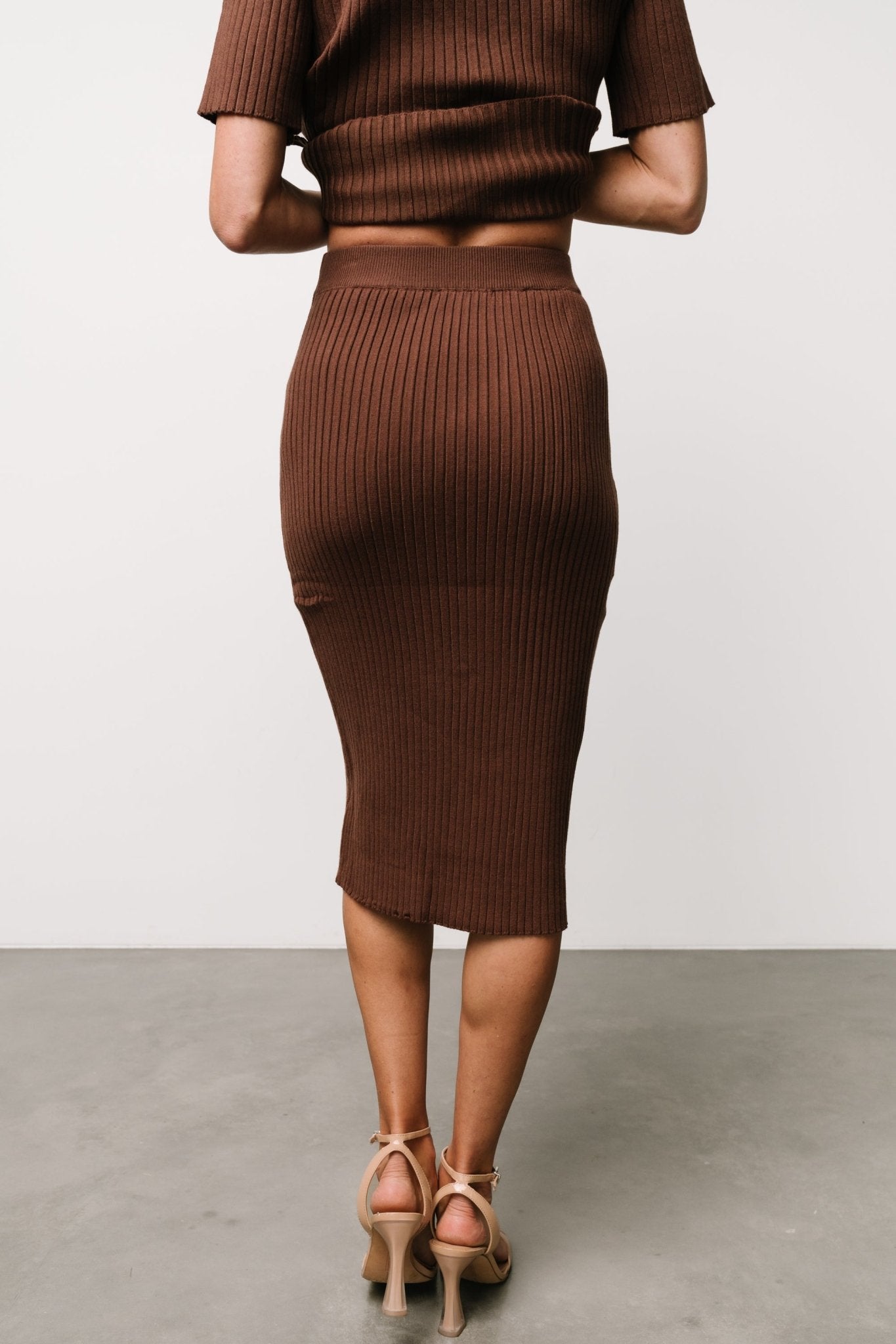 Stormi Ribbed Midi Skirt | Brown 100% Original Cheap Pice