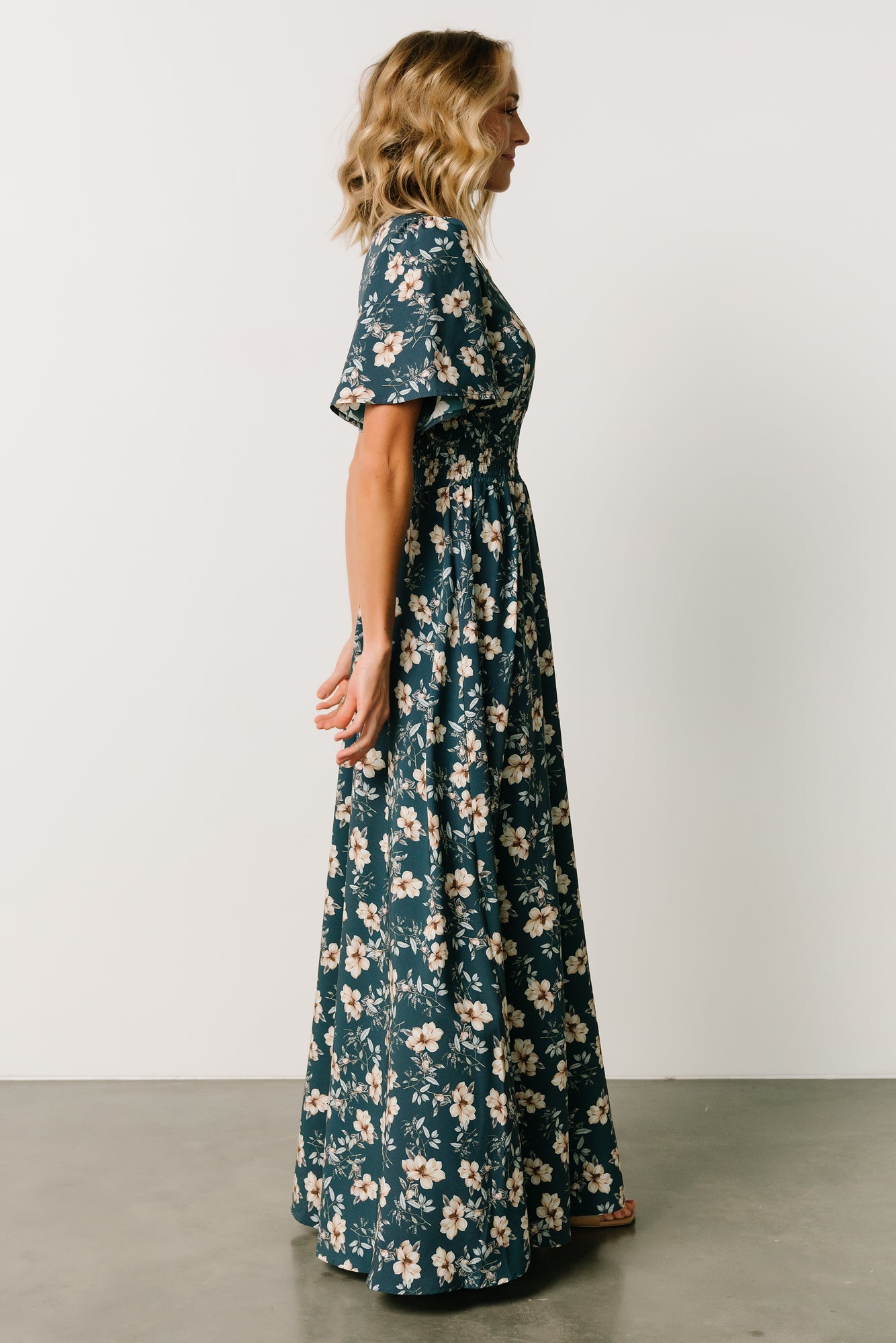 Verona Smocked Maxi Dress | Slate Floral Online Online Cheap Online