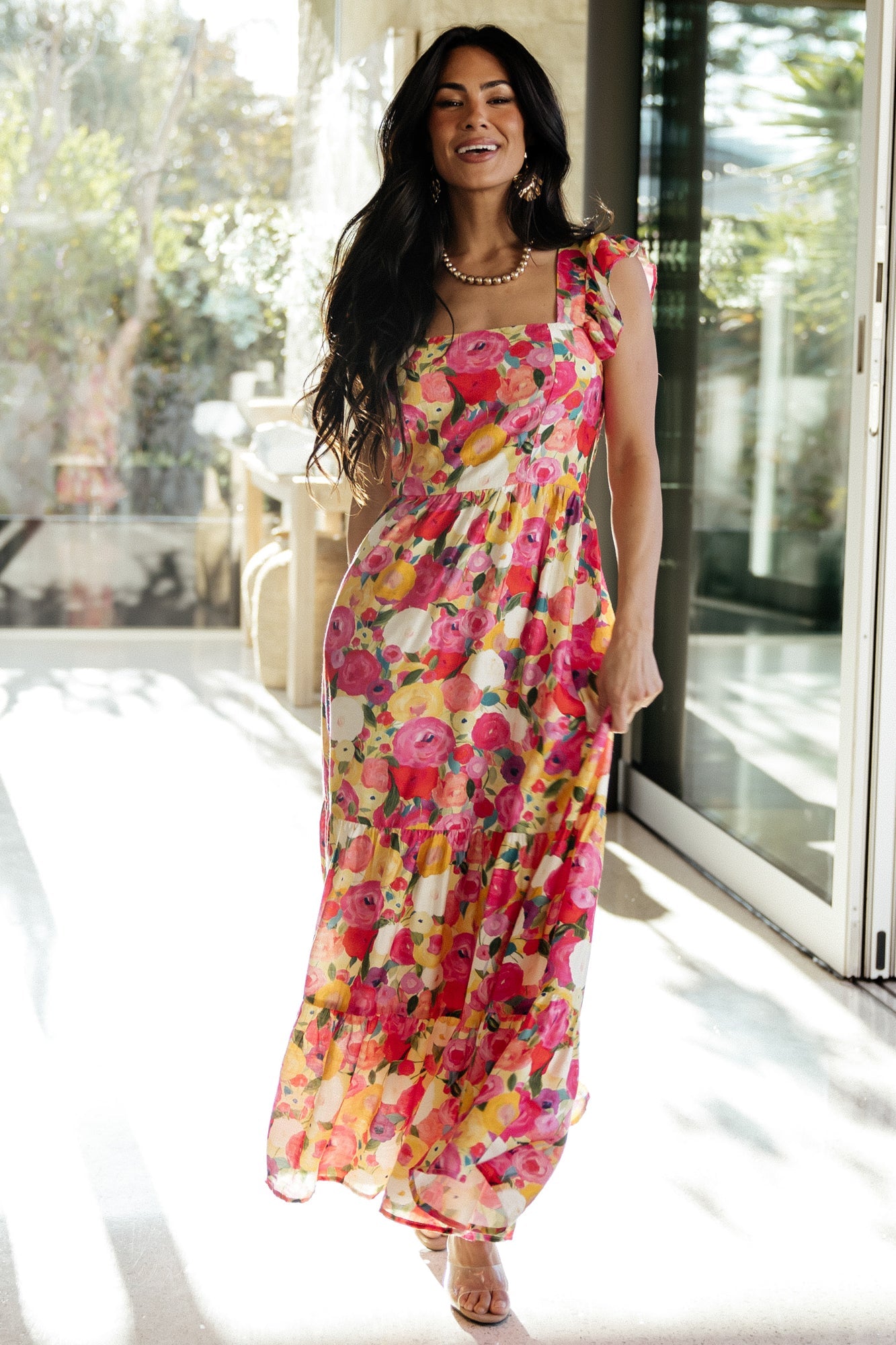 Ayla Tiered Maxi Dress | Pink Multi Floral Cheap Online Online