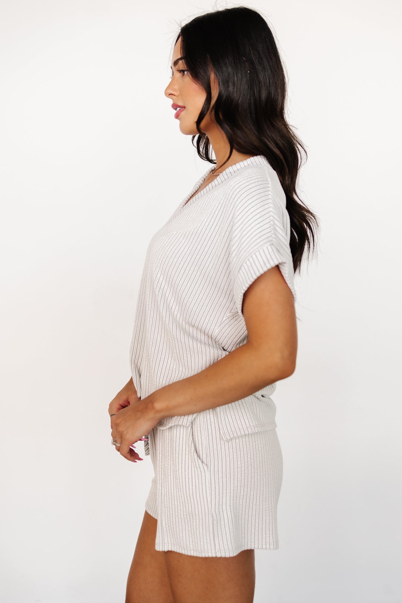 Hayes Top + Shorts Set | Gray Stripe Cheap Best Sale